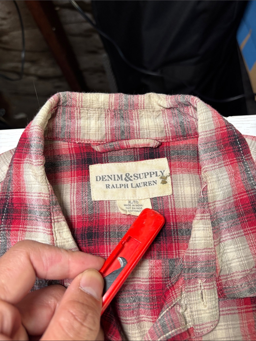 Ralph Lauren Red and Cream Plaid Button-Down Shirt